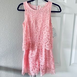 Rebellion NWT Light Pink Lace Romper